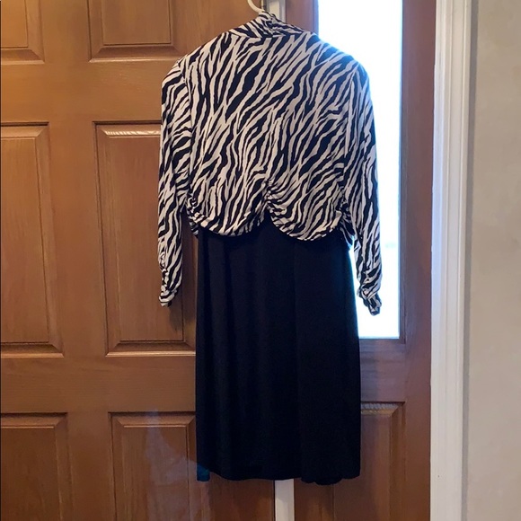 Fun zebra jacket over a black sheath dress - Picture 5 of 7
